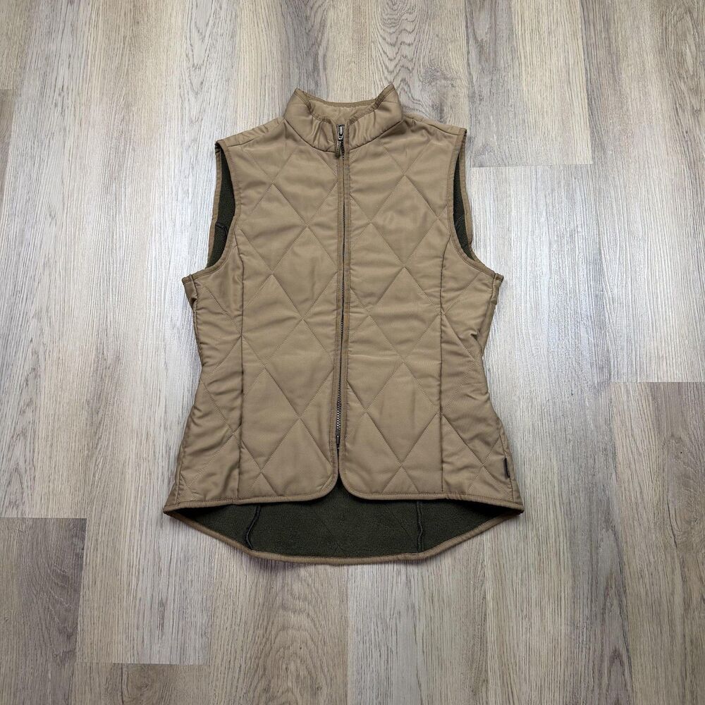 Barbour Vest Womens 10 Brown Winter Fulbourn Quilted Fleece Lined Gilet Outdoor